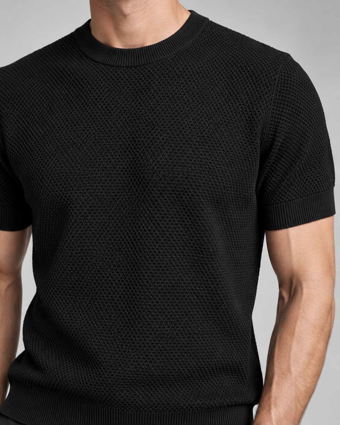 Men’s Old-Money Style Cool-Touch Honeycomb Knit T-Shirt
