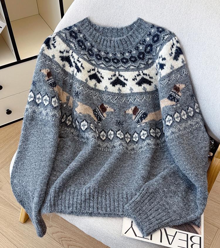 Women's Retro Christmas Holiday Jacquard Knit Sweater