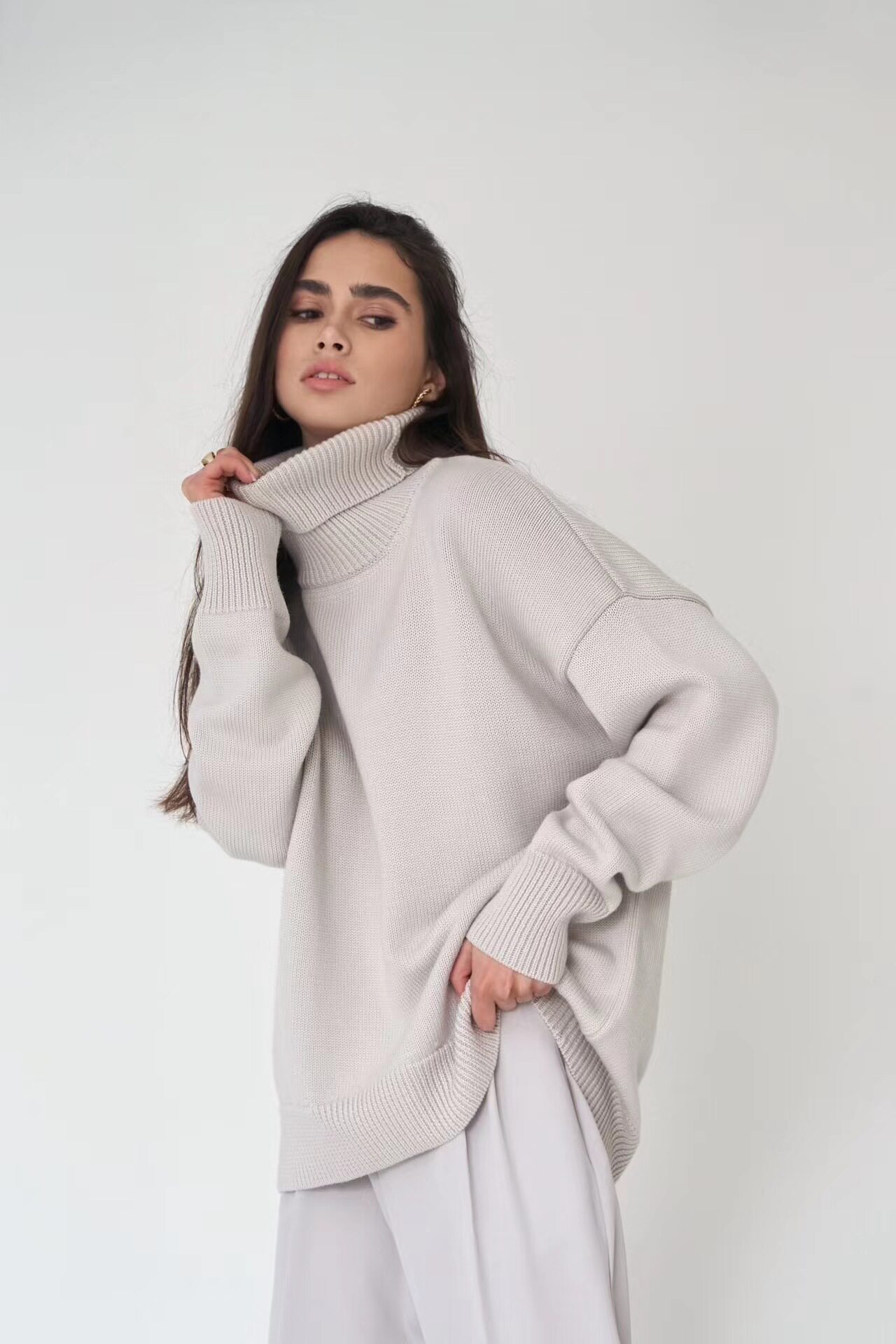 Women's Solid Turtleneck Knit Sweater