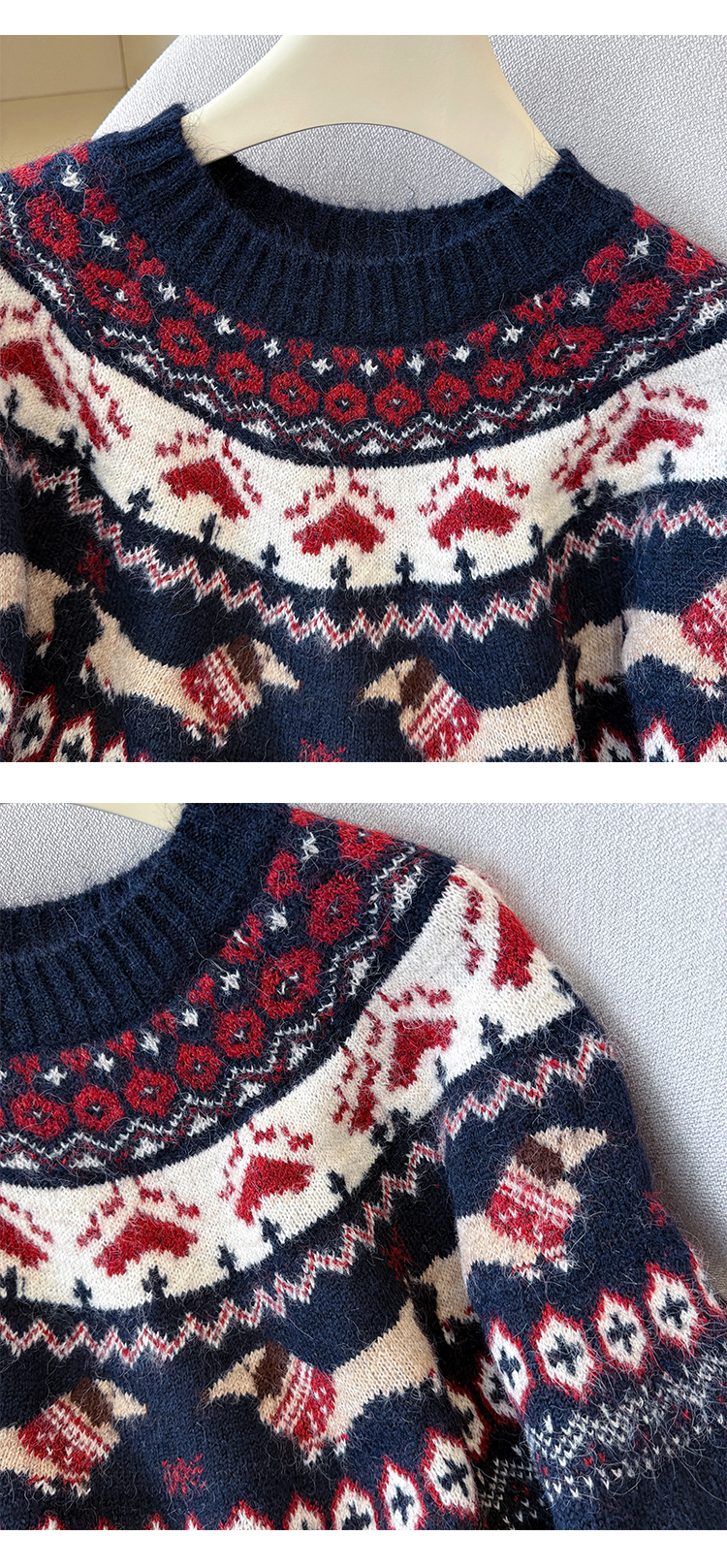 Women's Retro Christmas Holiday Jacquard Knit Sweater