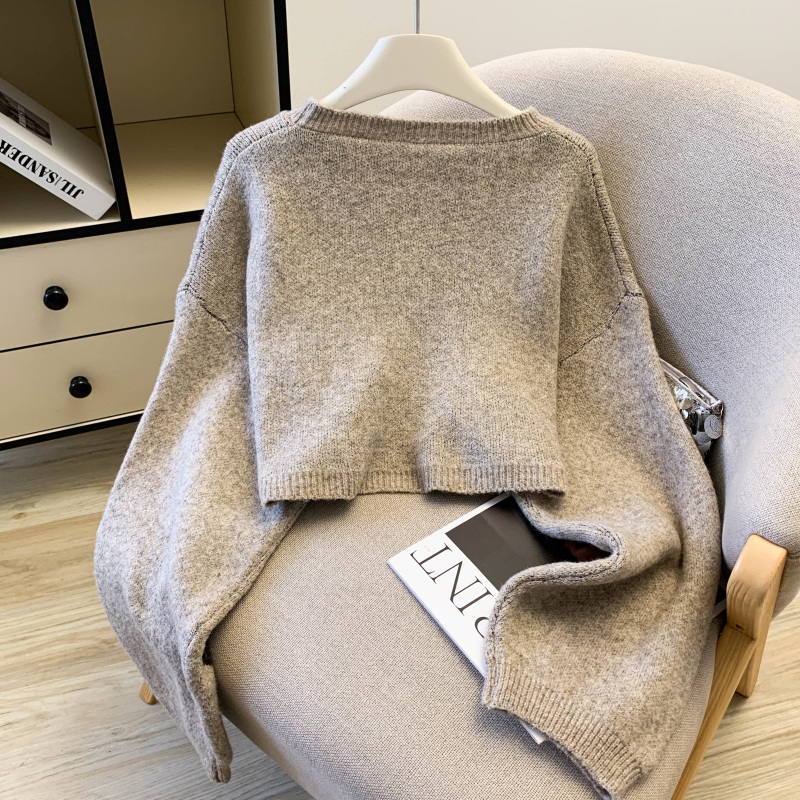 Women's Contrast Letter Jacquard Knit Sweater