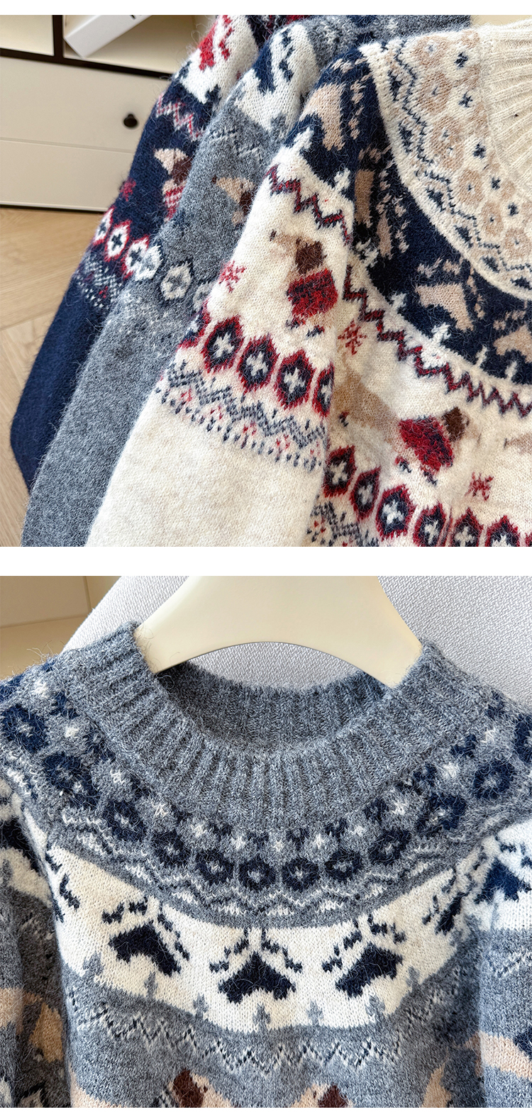 Women's Retro Christmas Holiday Jacquard Knit Sweater