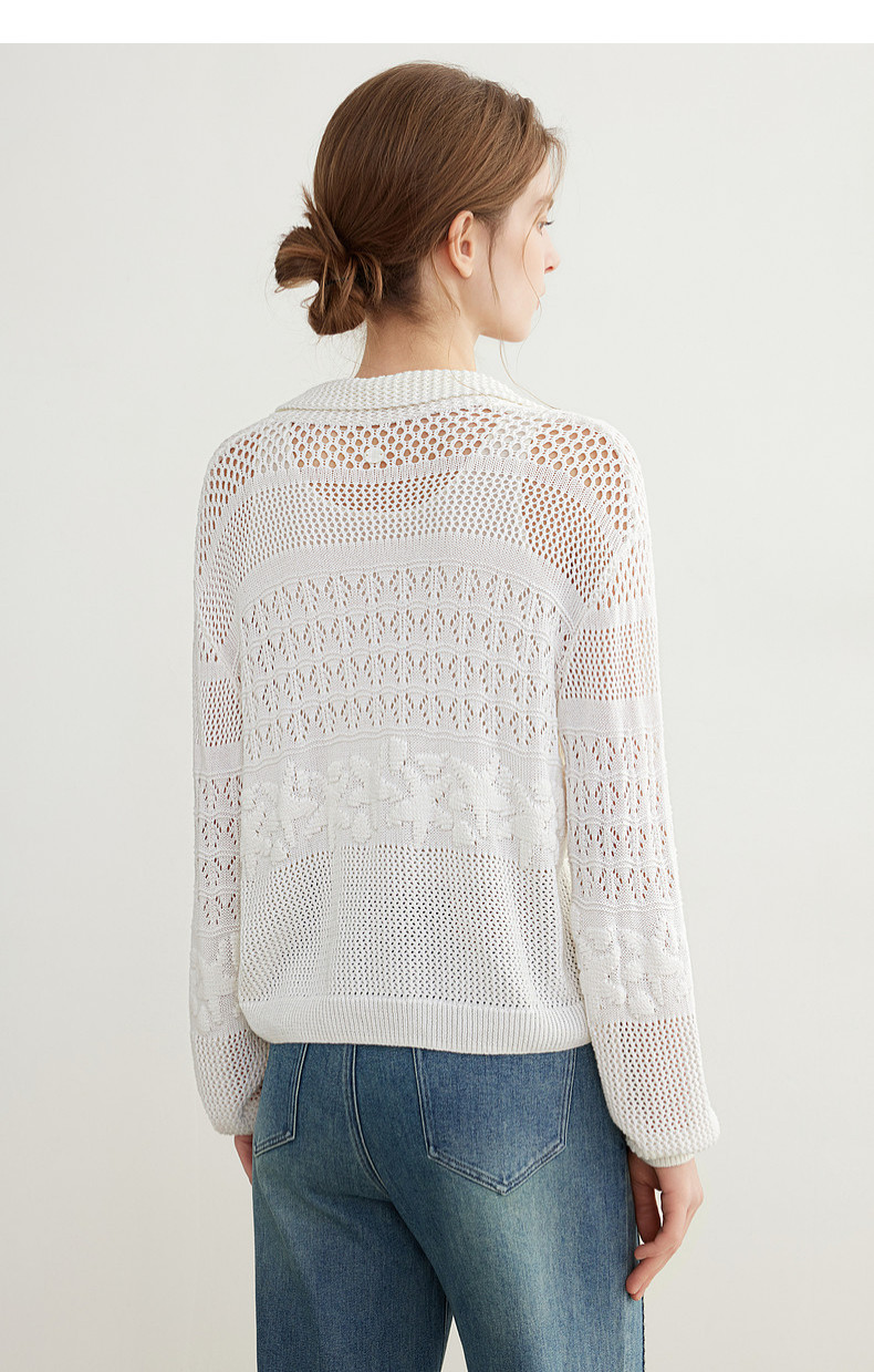 Women's Openwork Jacquard Knit Cardigan