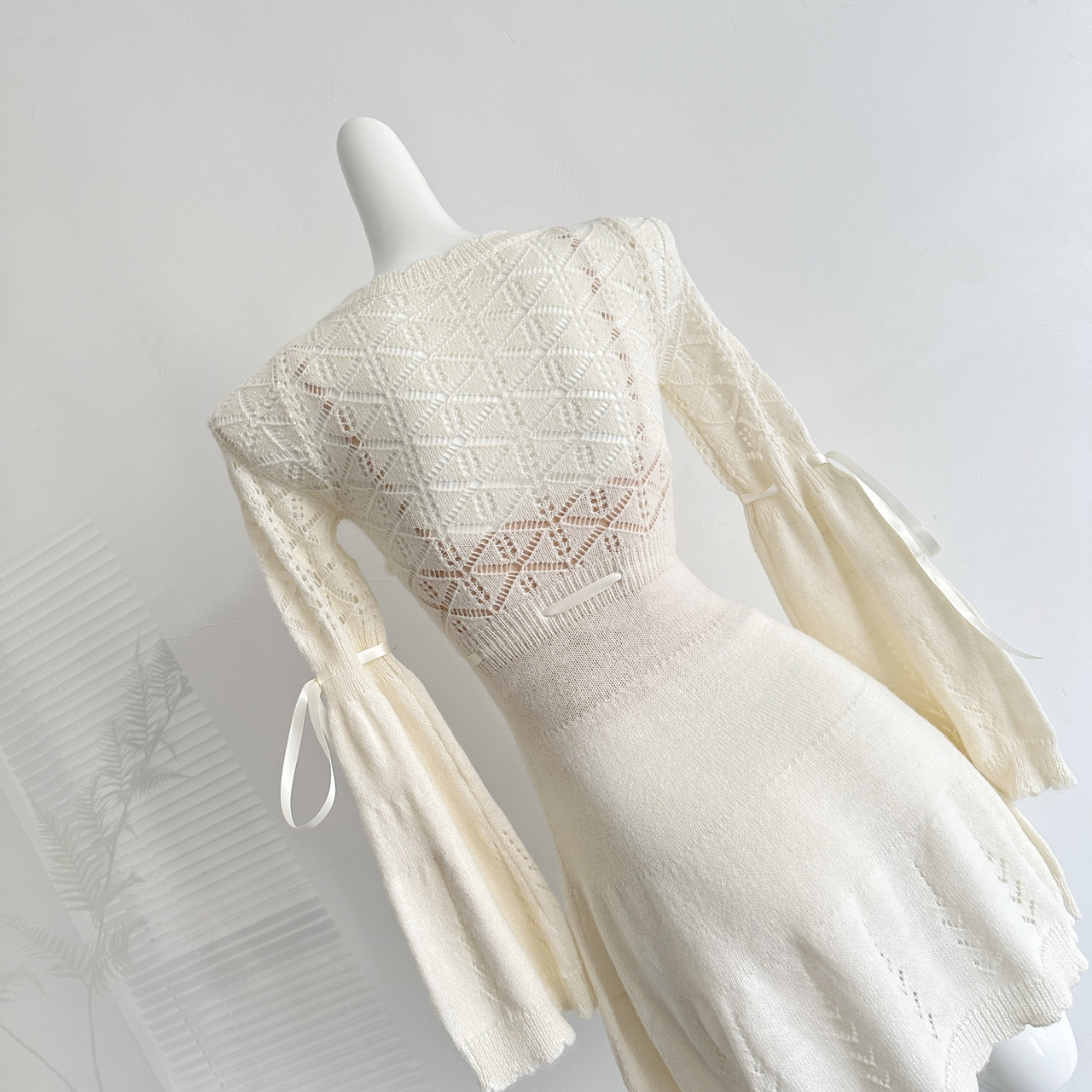 Women’s 3D Flower Openwork Knit Dress