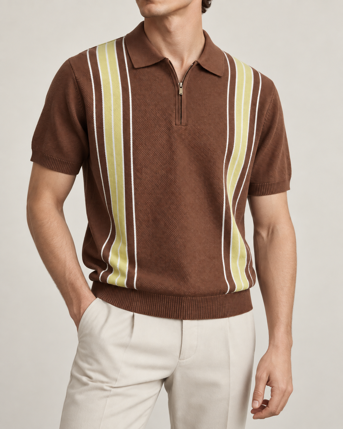 Men's Cooling Honeycomb Knit Half Zip Polo Shirt