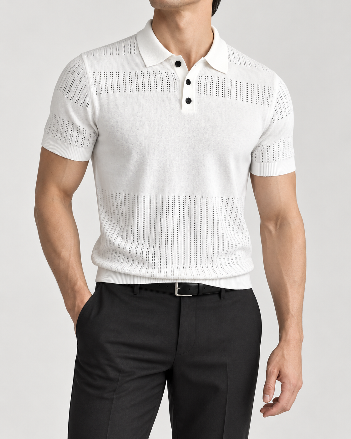 Men's Cooling Openwork Knit Short Sleeve Shirt