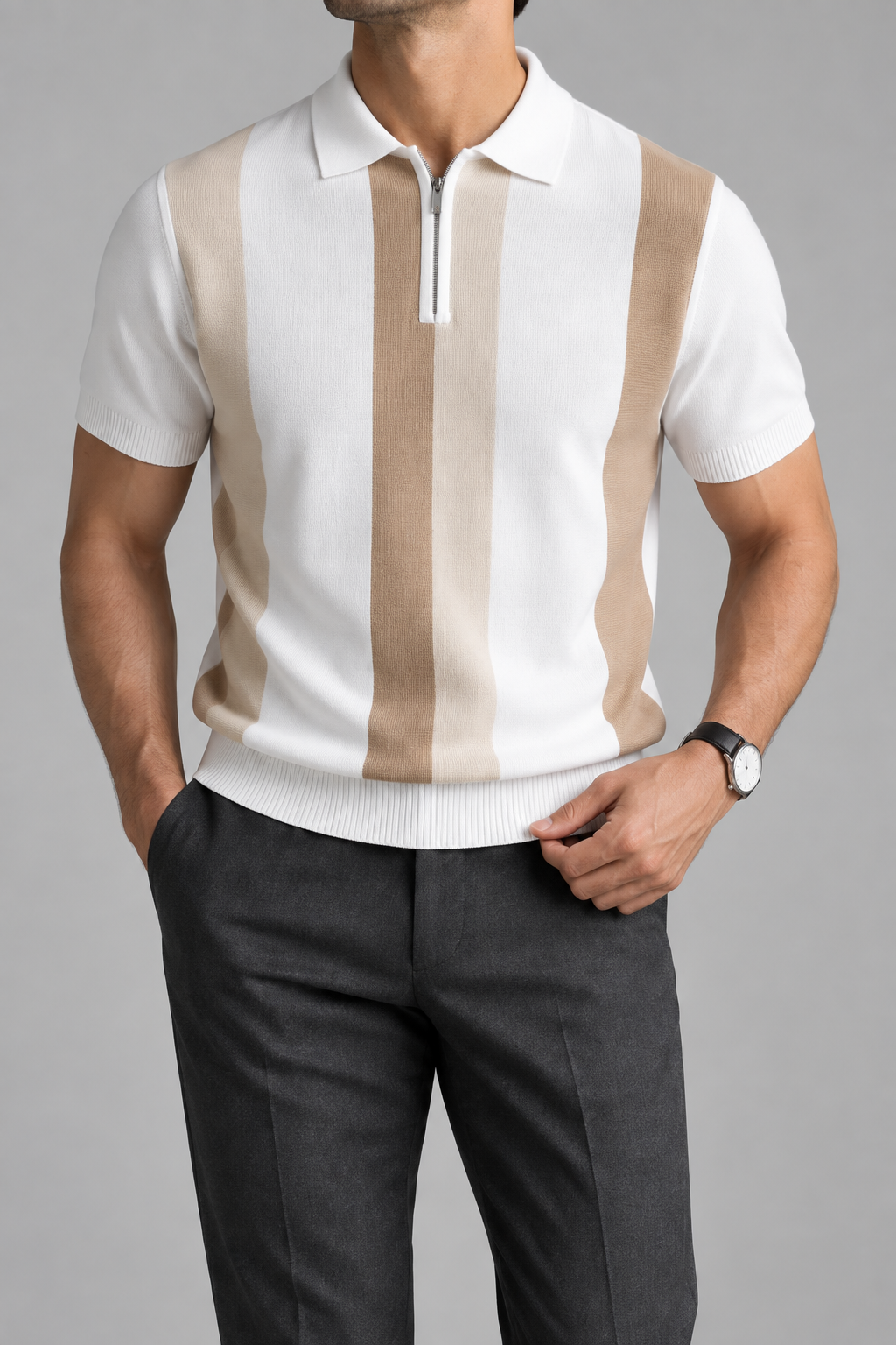 Men's Cooling Cable Knit Polo Shirt