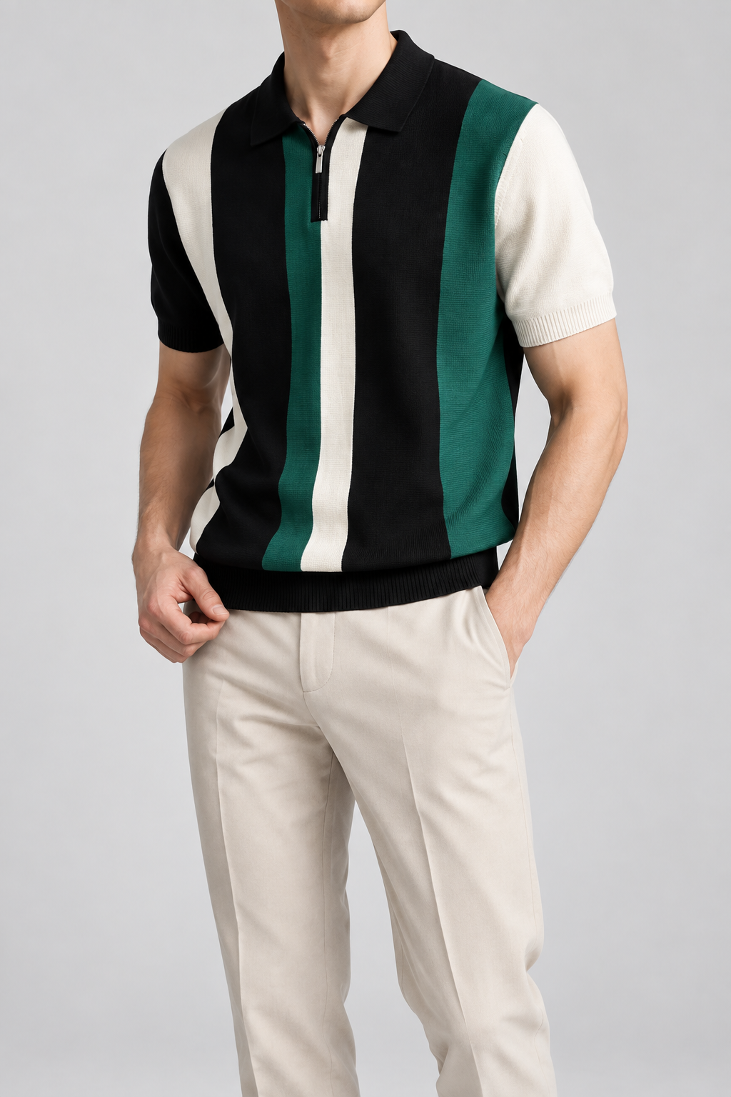 Men's Cooling Cable Knit Polo Shirt