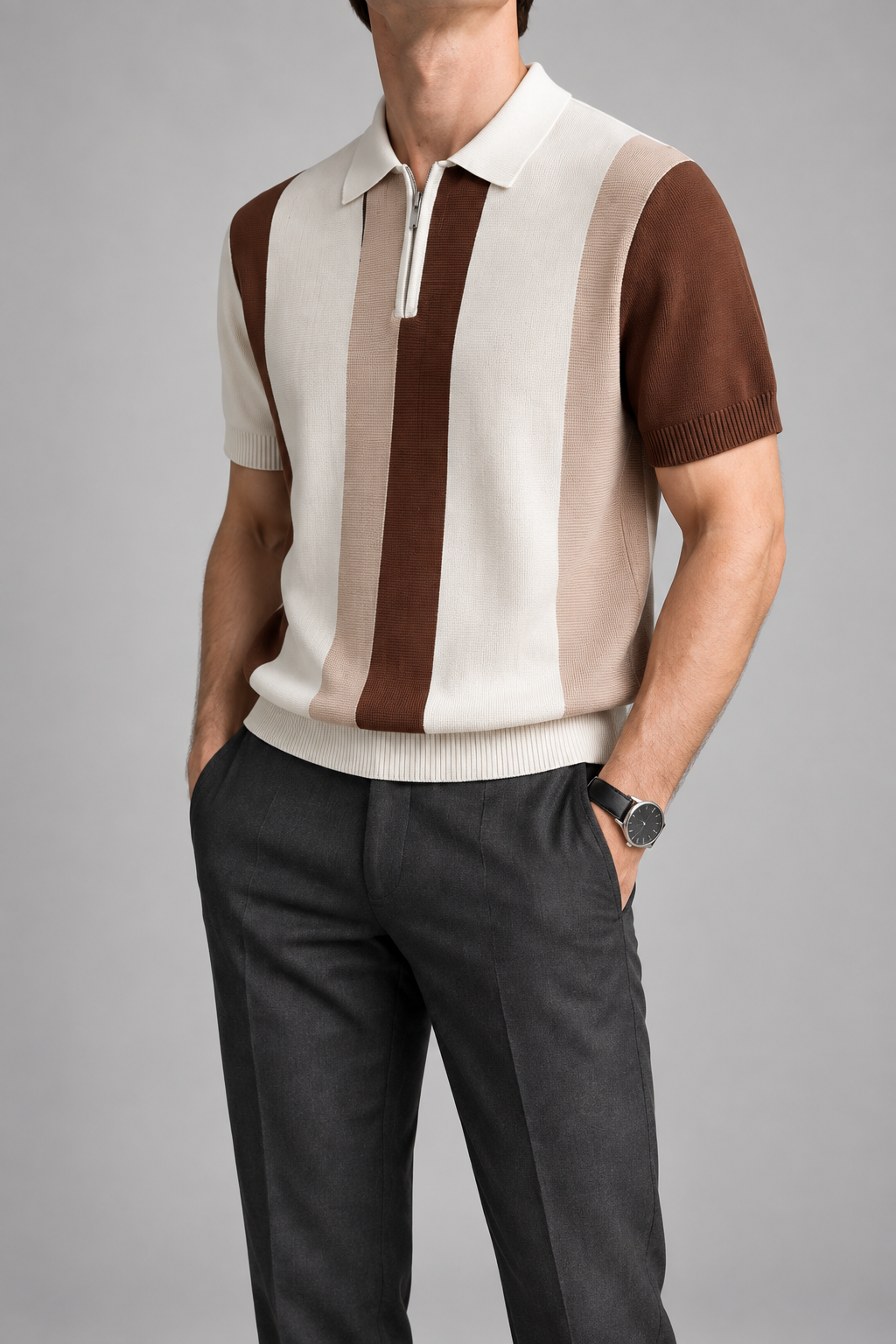 Men's Cooling Cable Knit Polo Shirt
