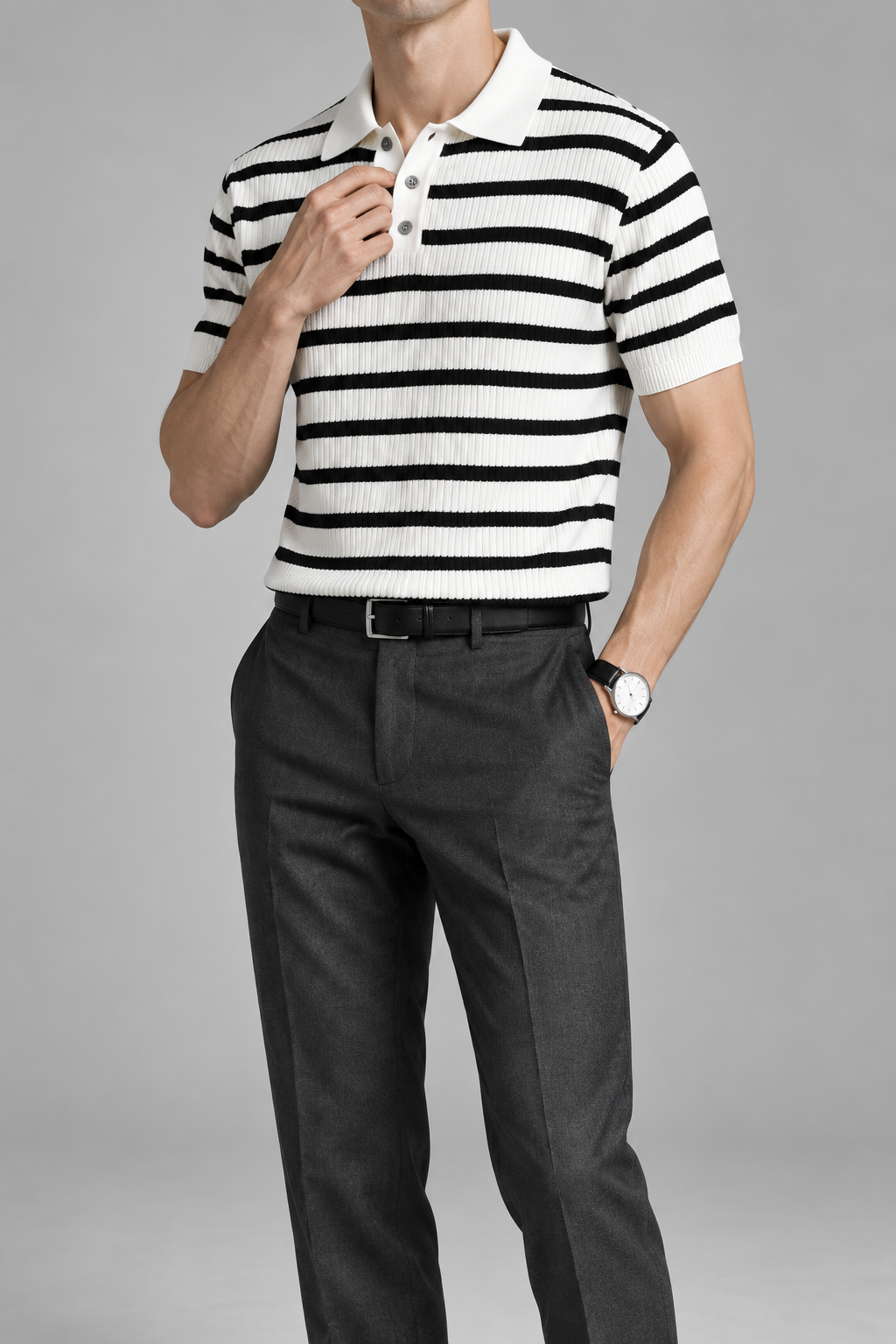 Men's Cooling Contrast Stripe Knit Polo
