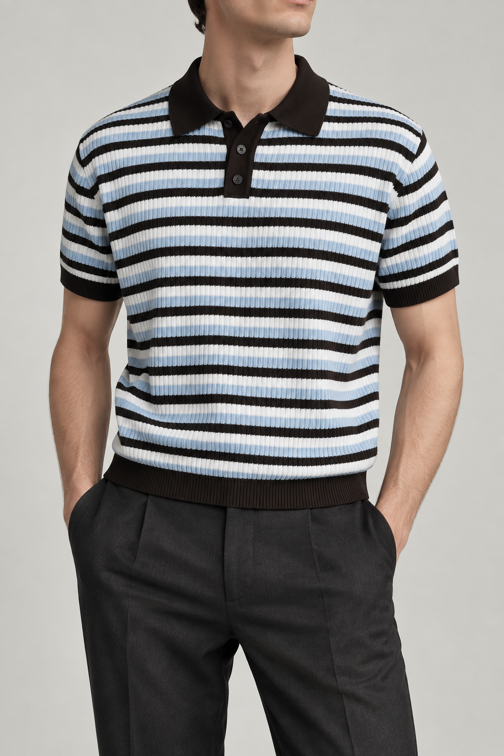 Men's Cooling Contrast Stripe Knit Polo