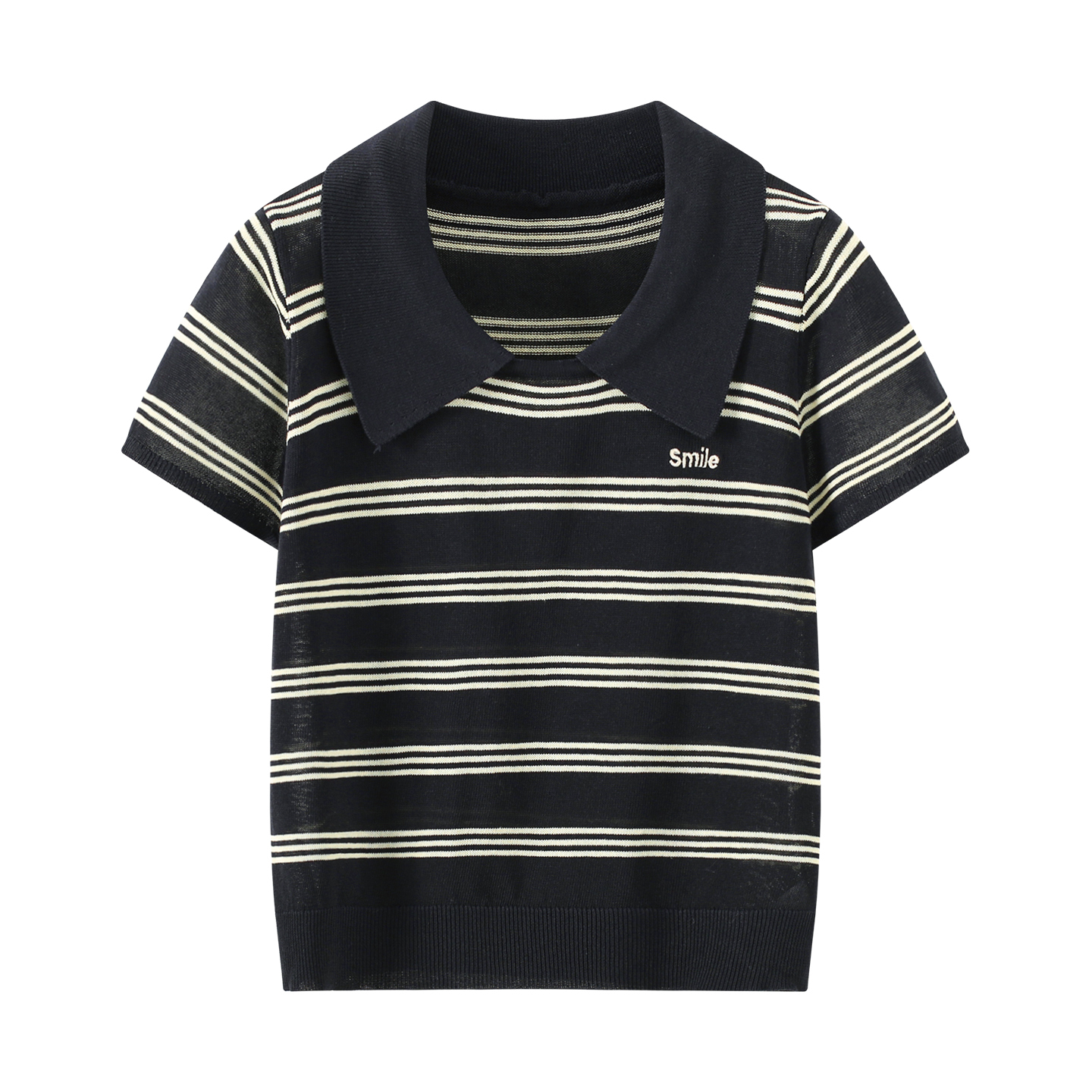 Women's Lyocell Linen Blend Striped Knit Polo