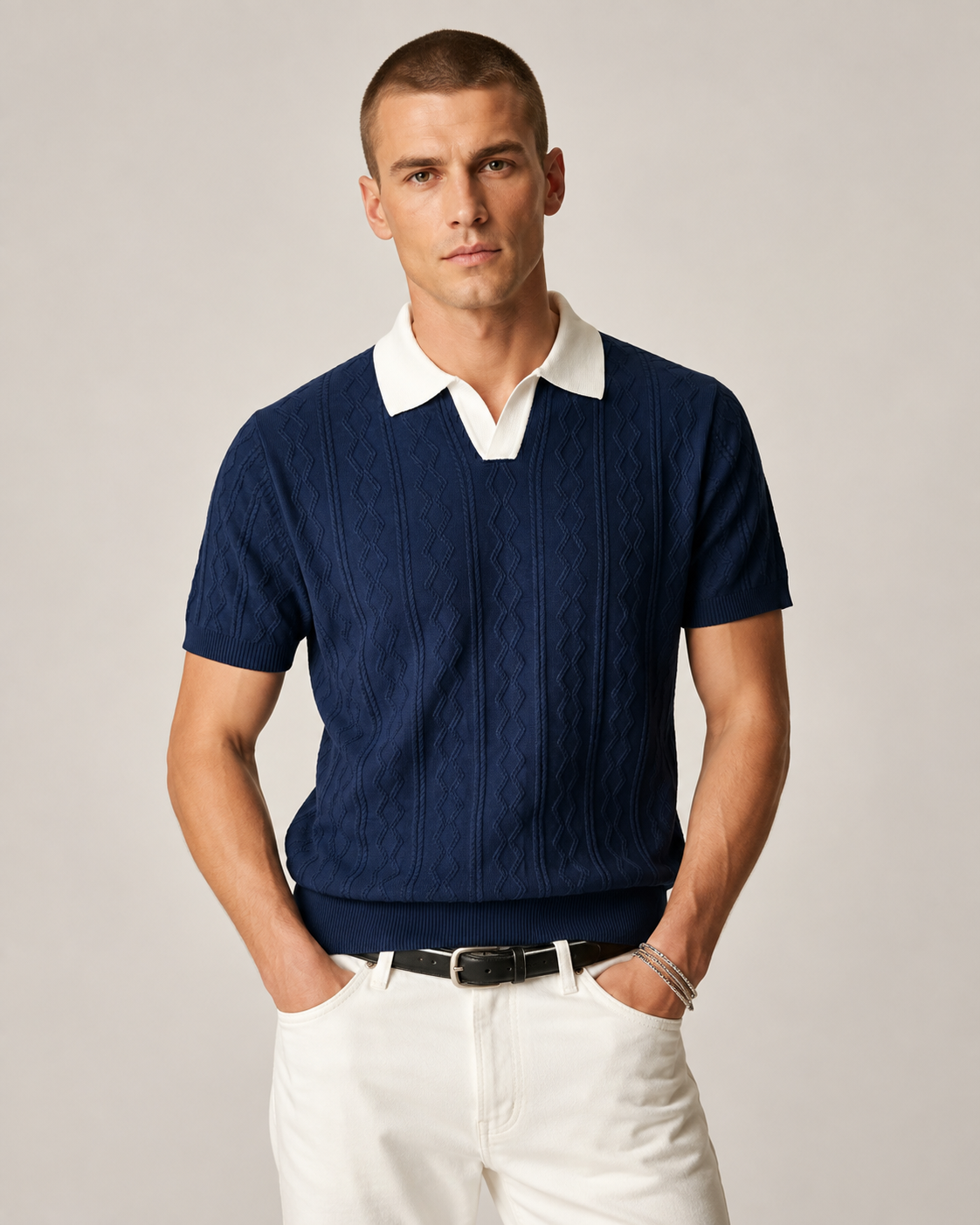 Men’s Knit Polo Short Sleeve Top