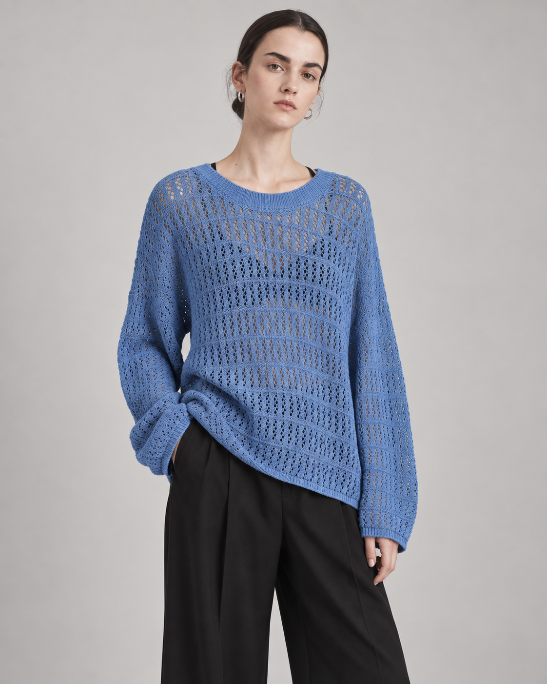 Women’s Klein Blue Openwork Knit Cover-Up