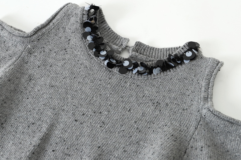 Women's Cold Shoulder Wool Blend Knit Sweater