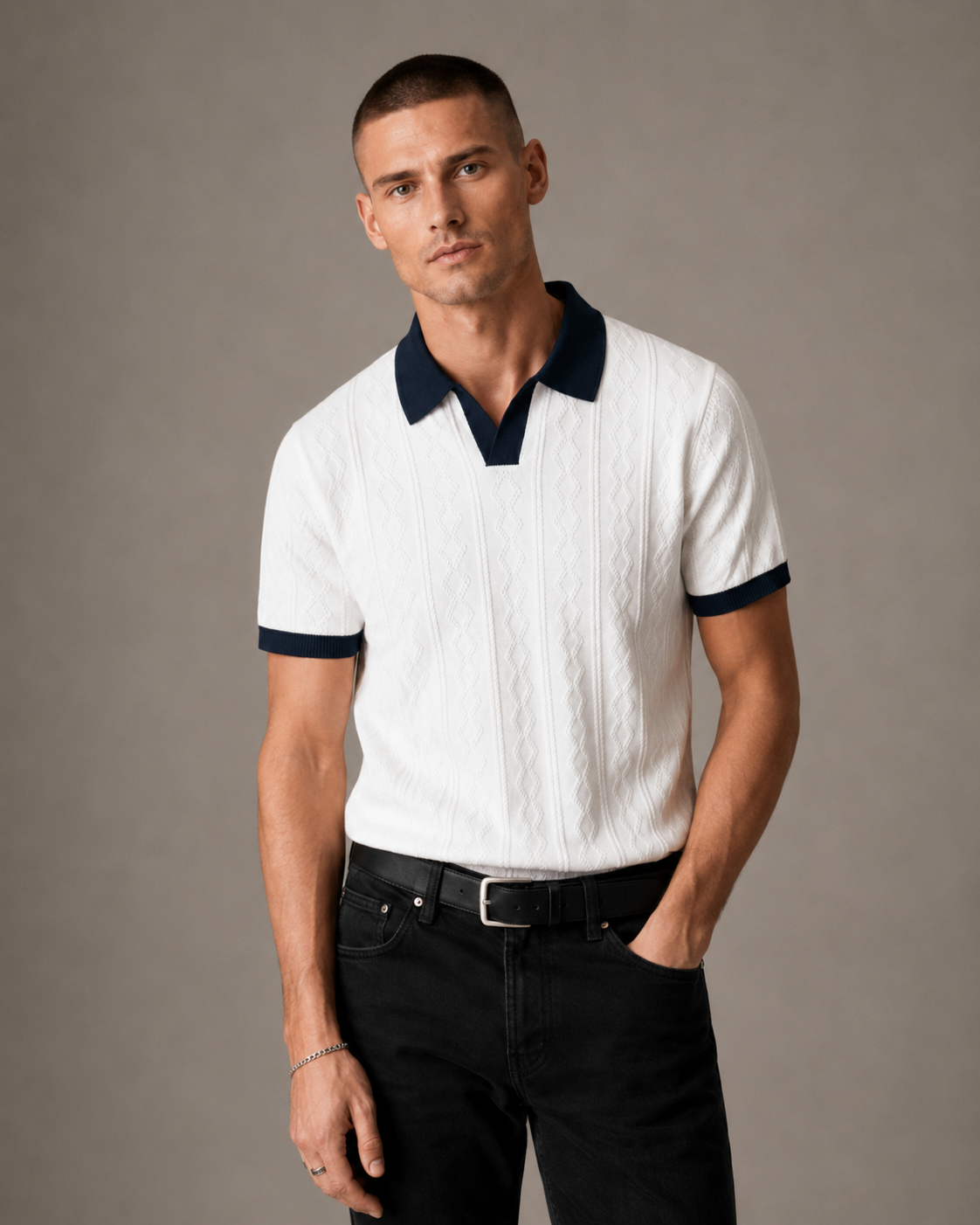 Men’s Knit Polo Short Sleeve Top