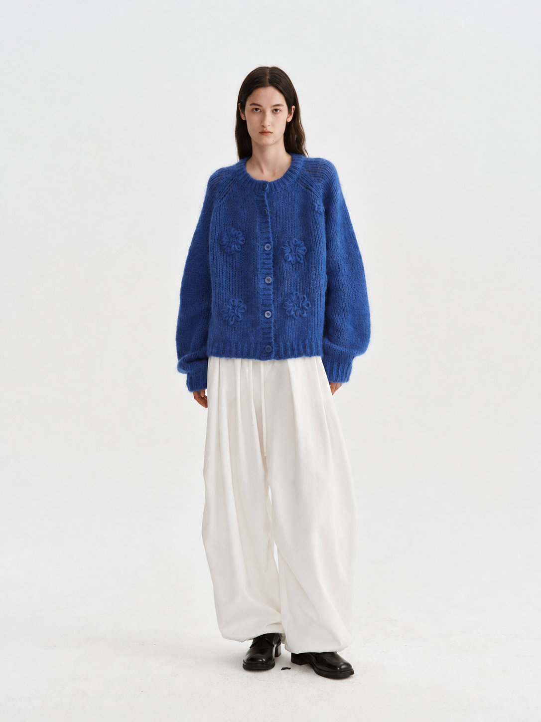 Women's Mohair Hand Embroidered Floral Knit Sweater