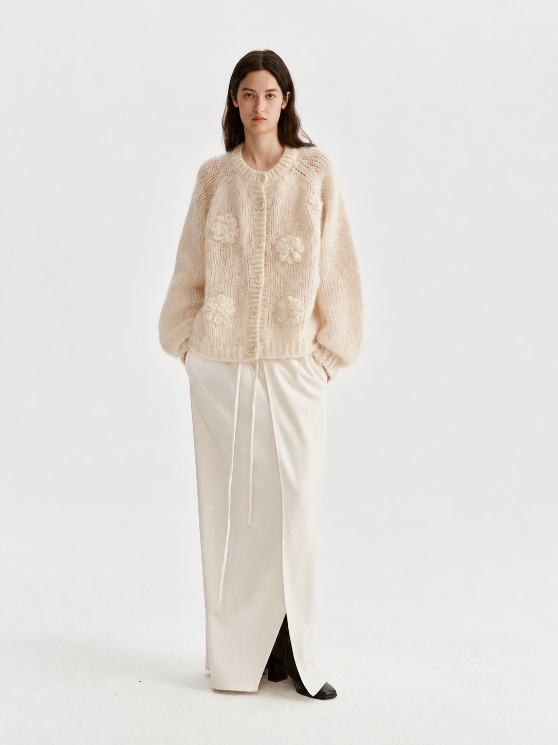 Women's Mohair Hand Embroidered Floral Knit Sweater