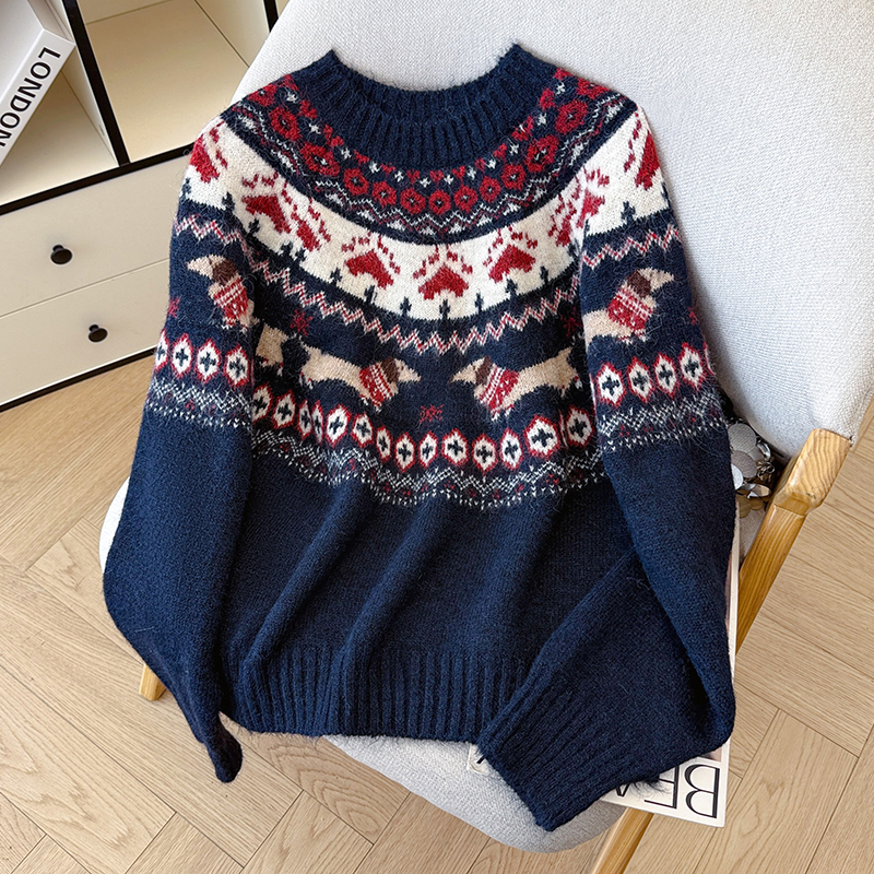 Women's Retro Christmas Holiday Jacquard Knit Sweater