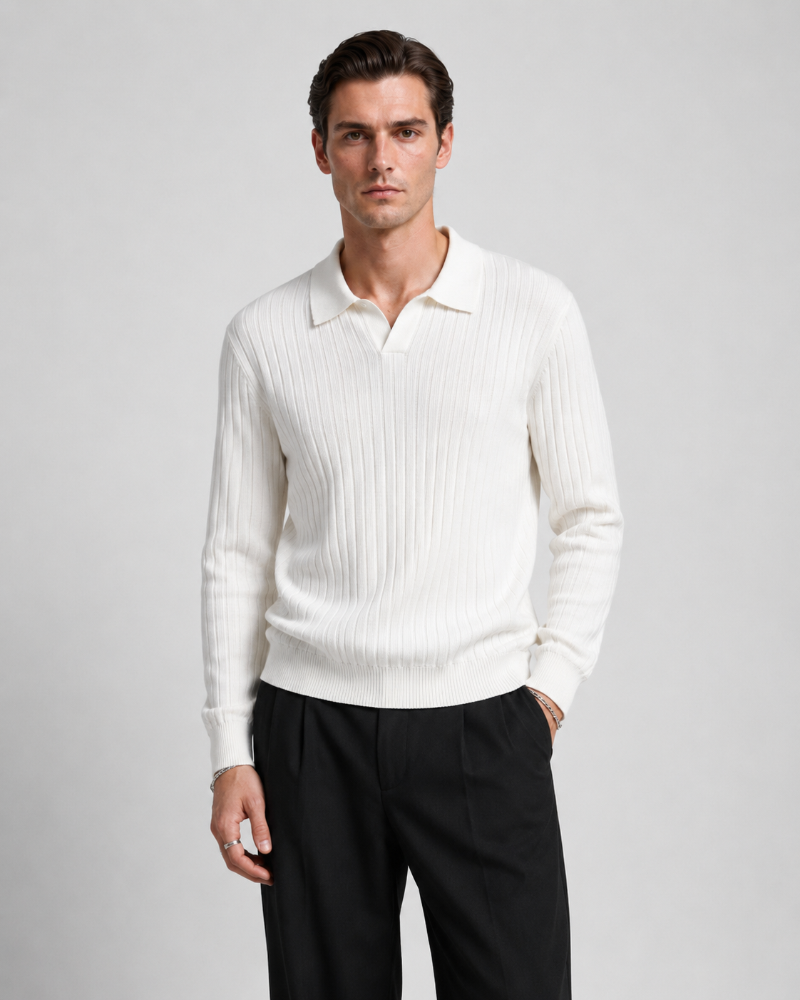 Men’s Old-Money Style Cool-Touch Ribbed Knit Top