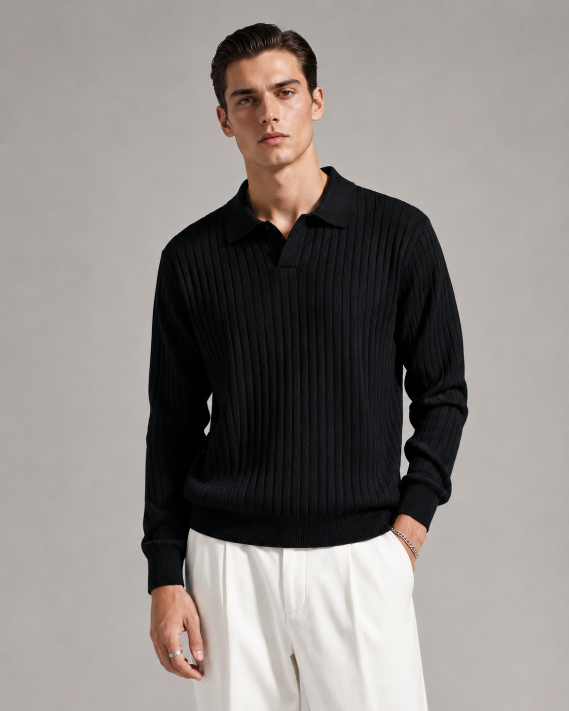 Men’s Old-Money Style Cool-Touch Ribbed Knit Top