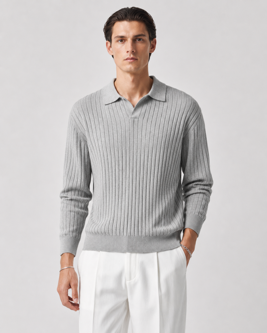 Men’s Old-Money Style Cool-Touch Ribbed Knit Top