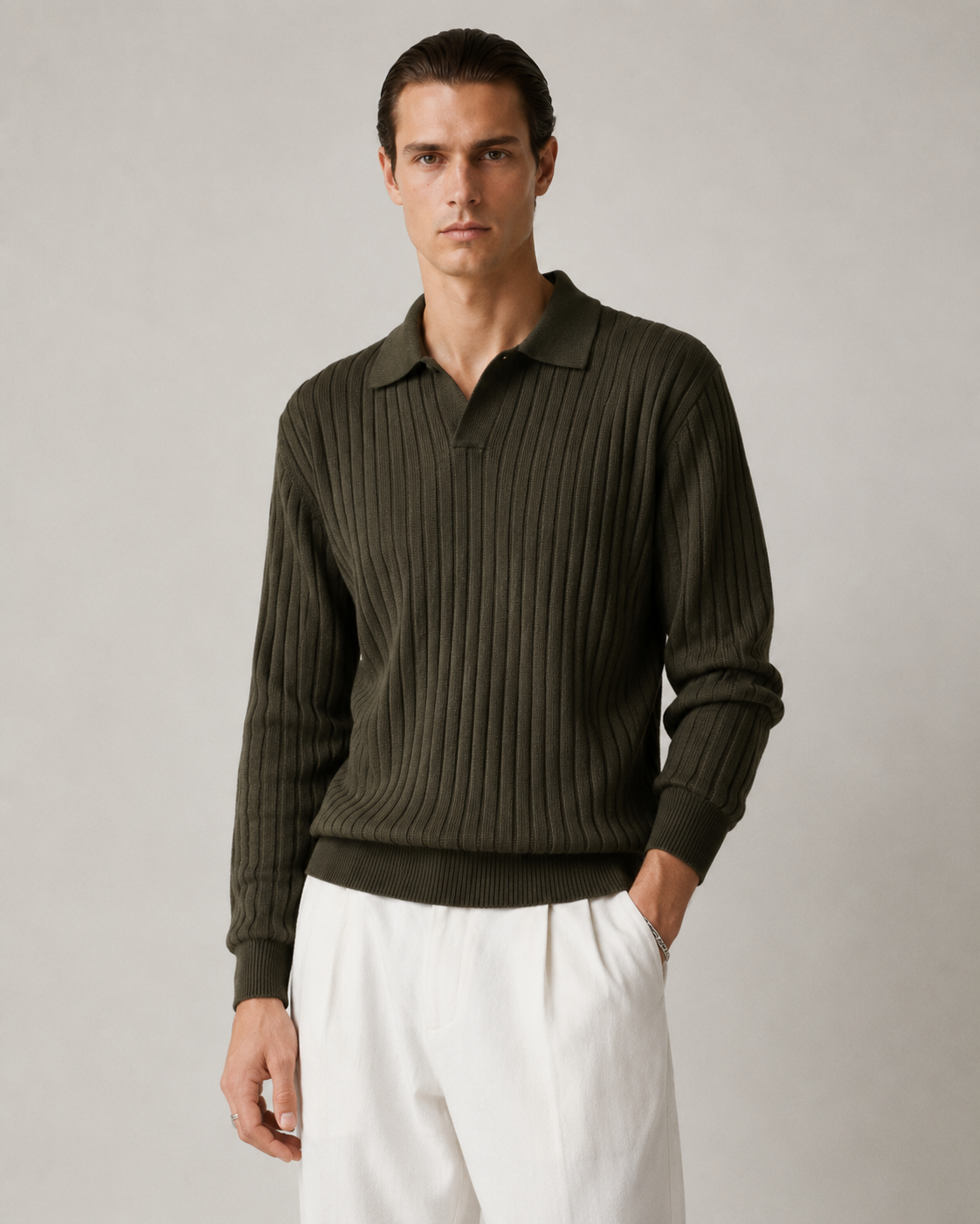 Men’s Old-Money Style Cool-Touch Ribbed Knit Top