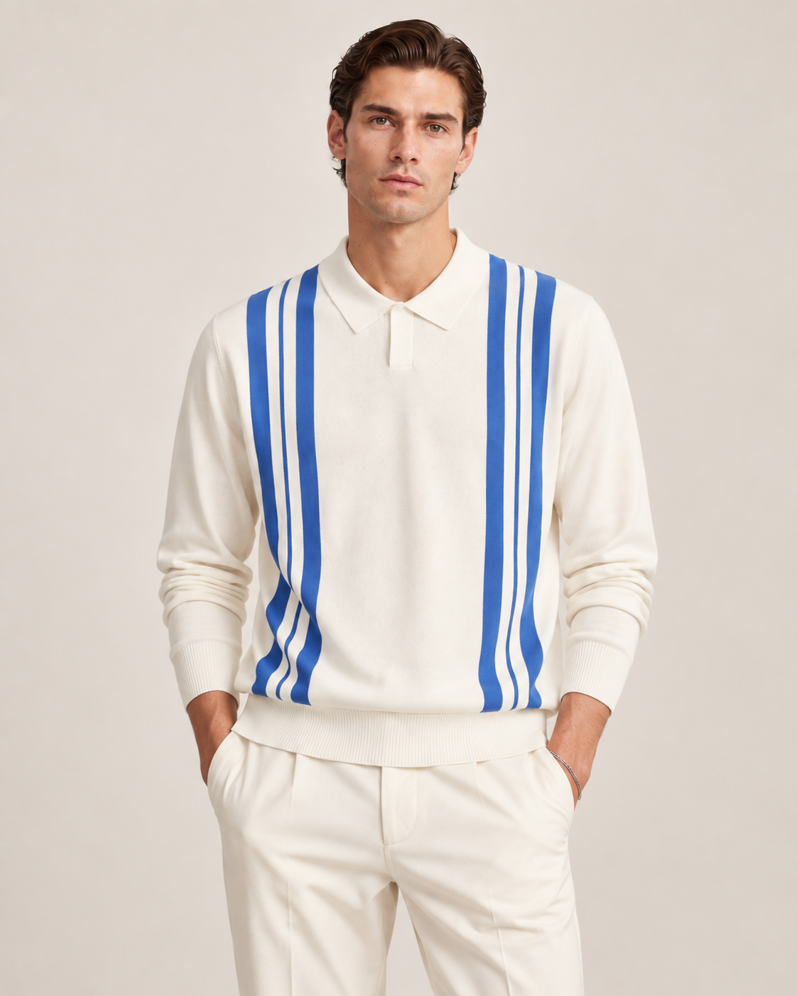 Men’s Old-Money Style Wave Knit Shirt