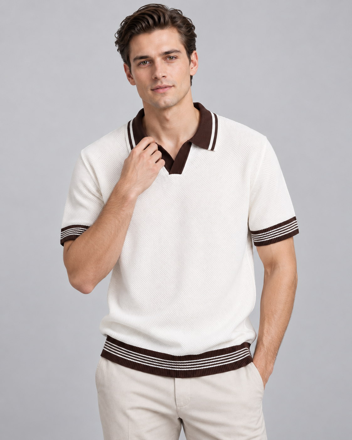 Men’s Old-Money Style Cool-Touch Honeycomb Knit Polo