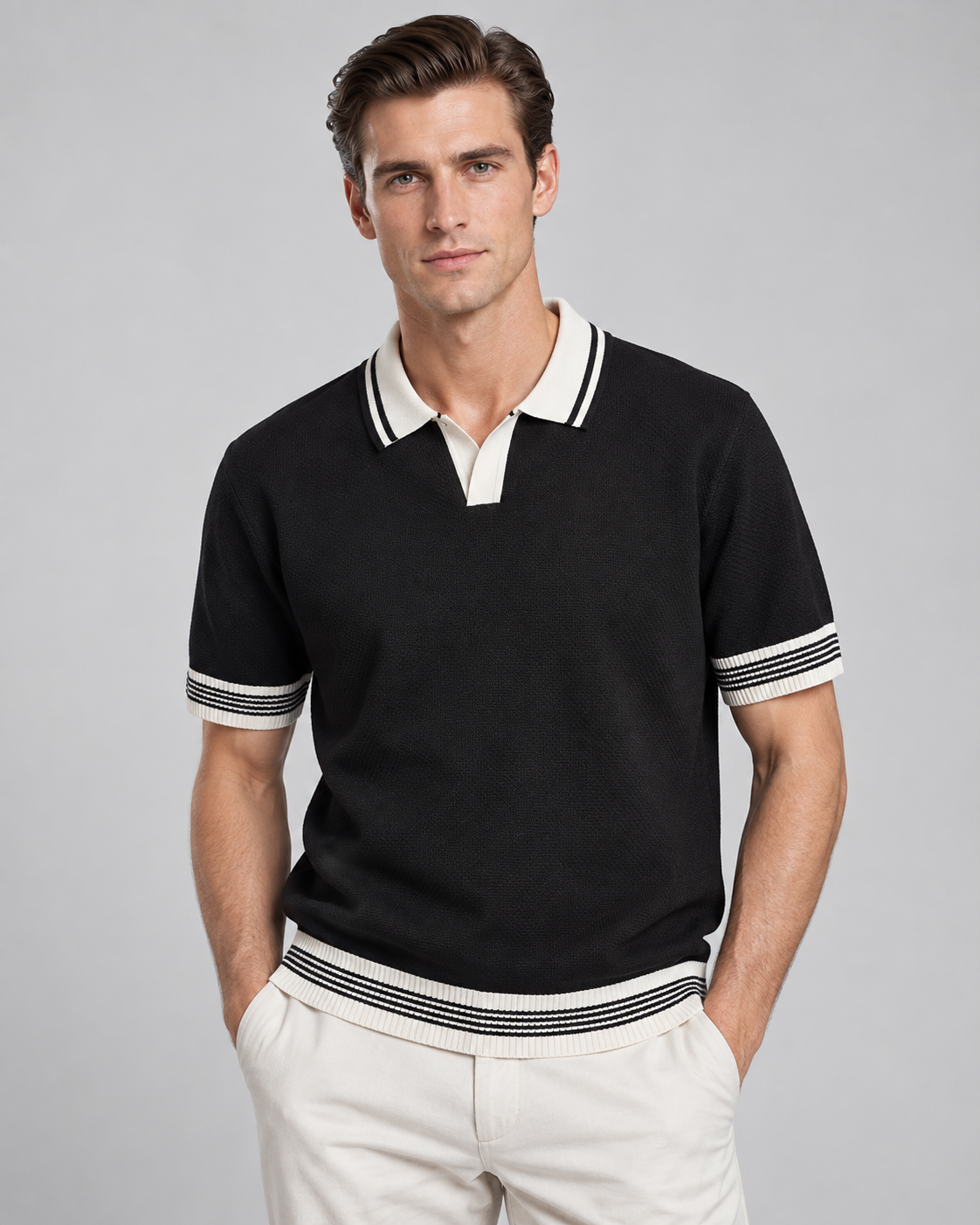 Men’s Old-Money Style Cool-Touch Honeycomb Knit Polo