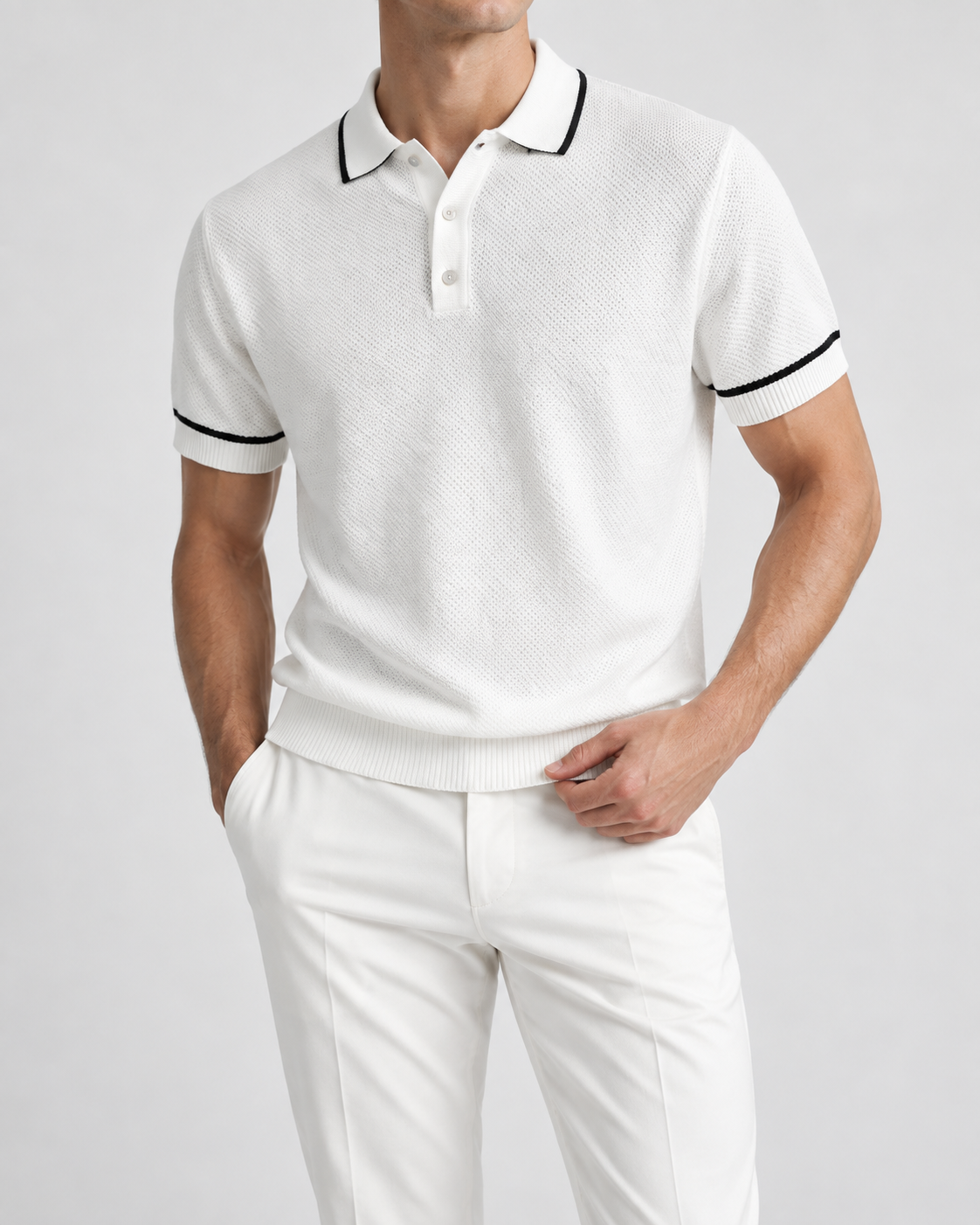 Men’s Old-Money Style Cool-Touch Honeycomb Polo Shirt