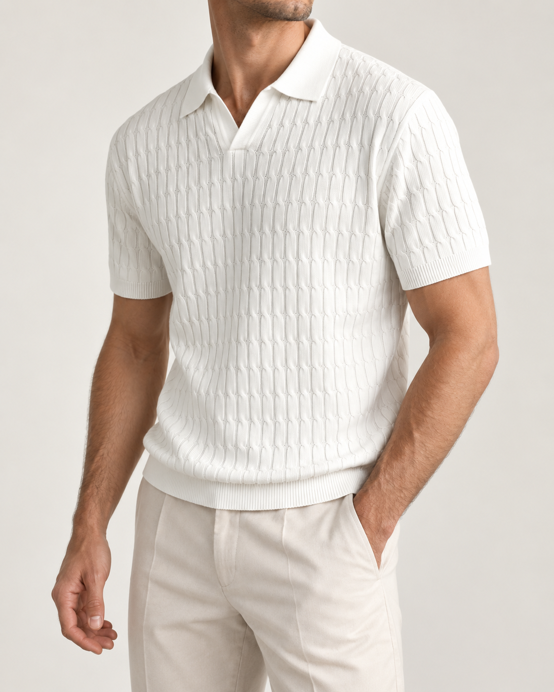 Men’s Old-Money Style Cool-Touch Honeycomb Knit Polo