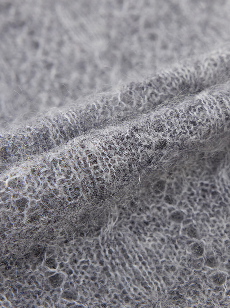 Baby Mohair Hollow Knit Hooded Sweater Cardigan