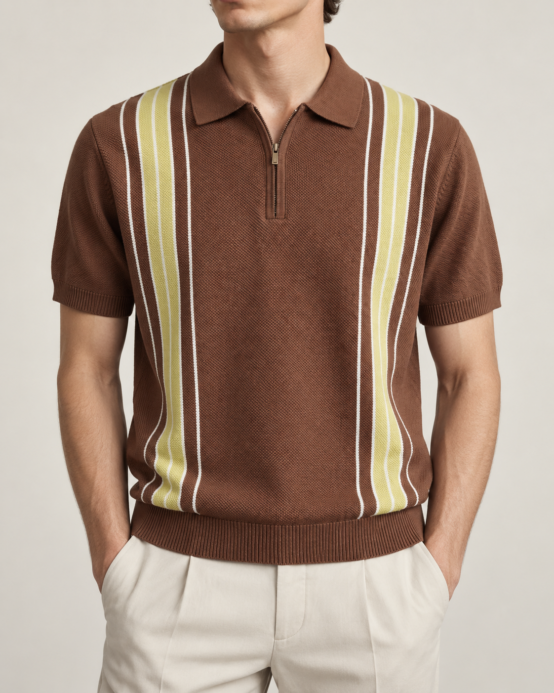 Men's Cooling Honeycomb Knit Half Zip Polo Shirt