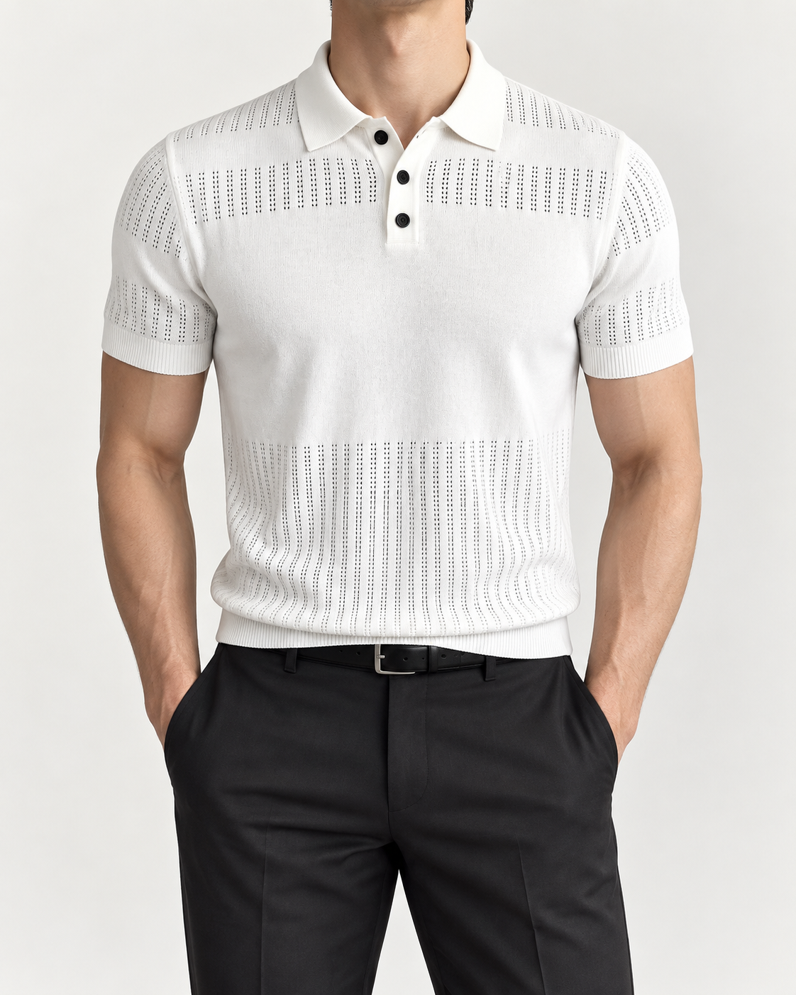 Men's Cooling Openwork Knit Short Sleeve Shirt