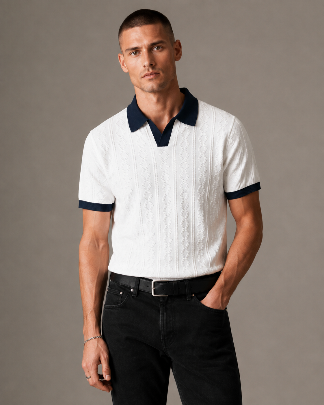 Men’s Knit Polo Short Sleeve Top