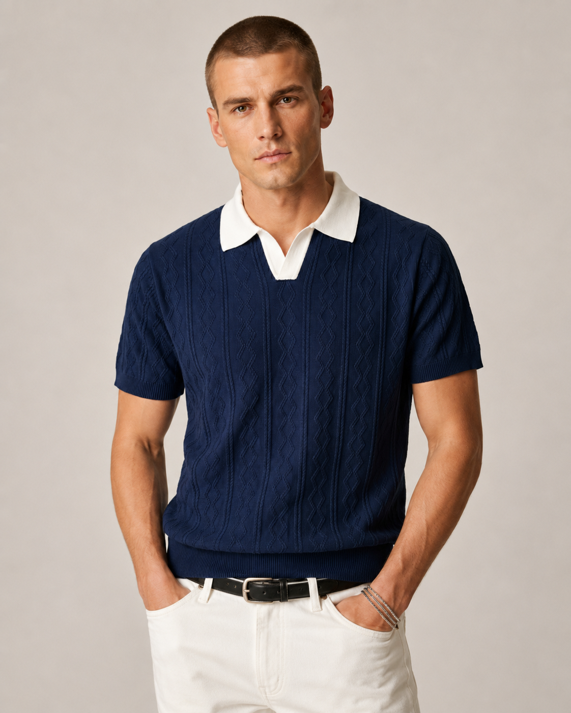 Men’s Knit Polo Short Sleeve Top