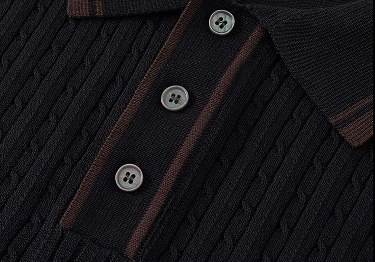 Men's Cooling Cable Knit Polo Shirt