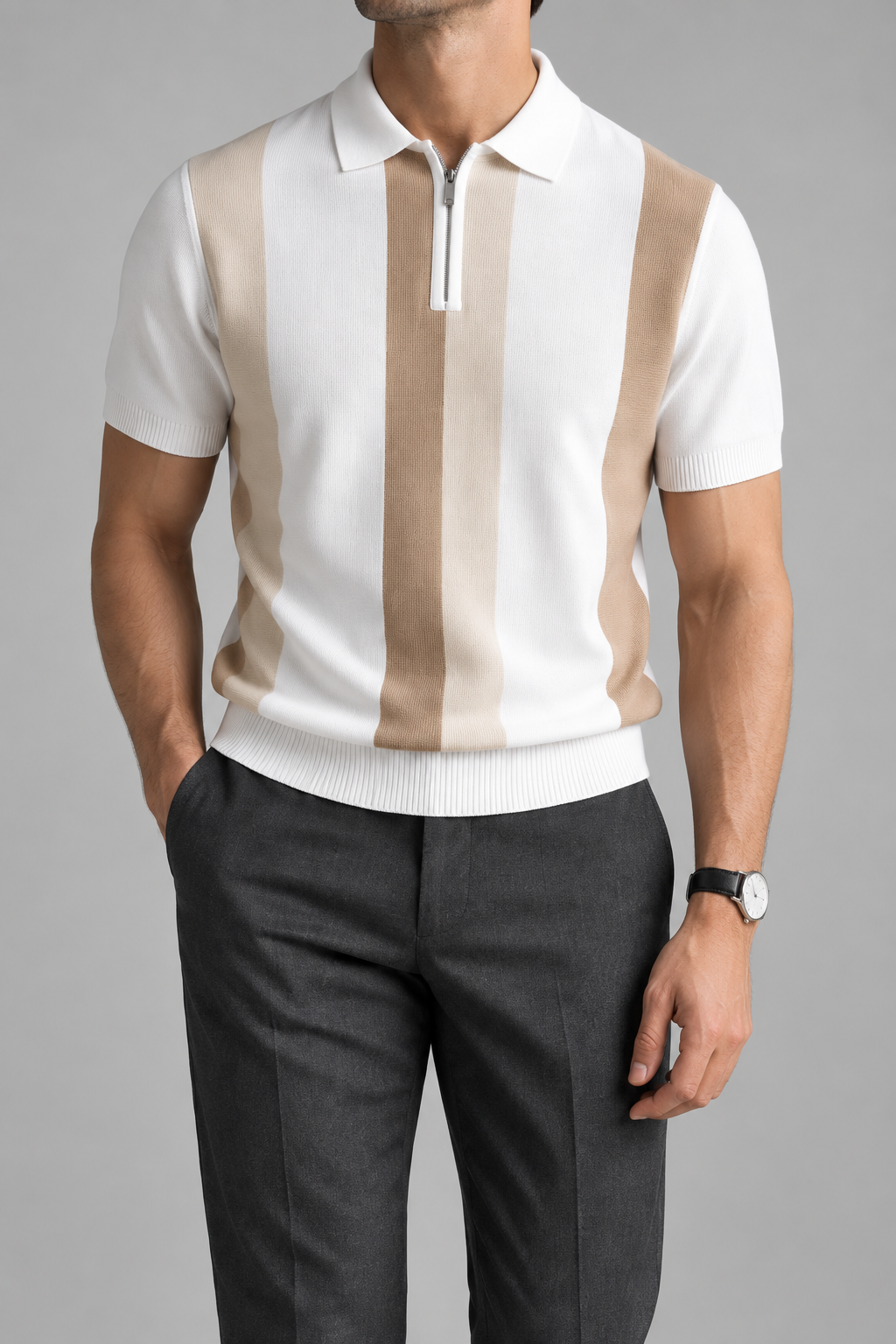 Men's Cooling Cable Knit Polo Shirt