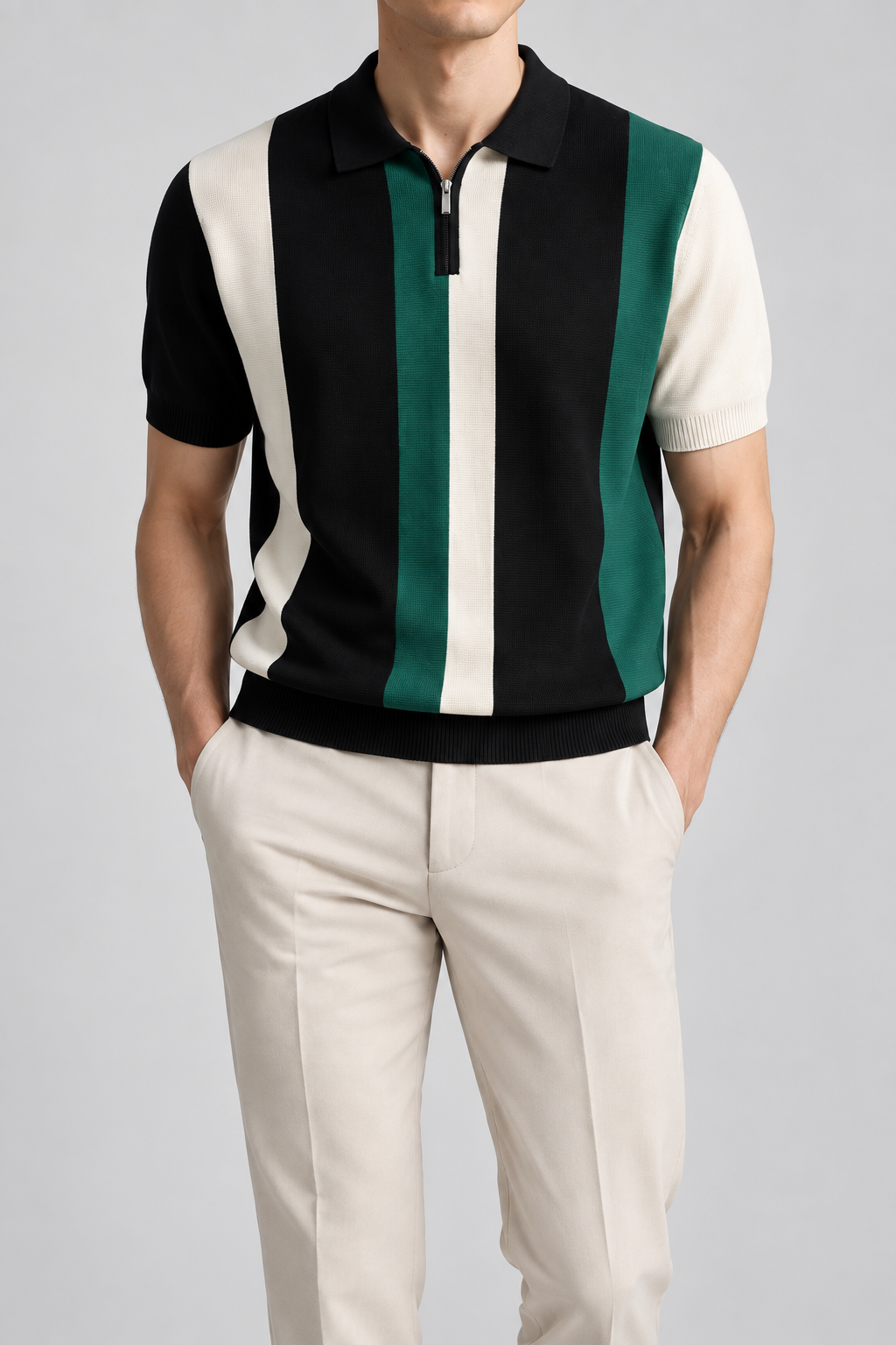 Men's Cooling Cable Knit Polo Shirt