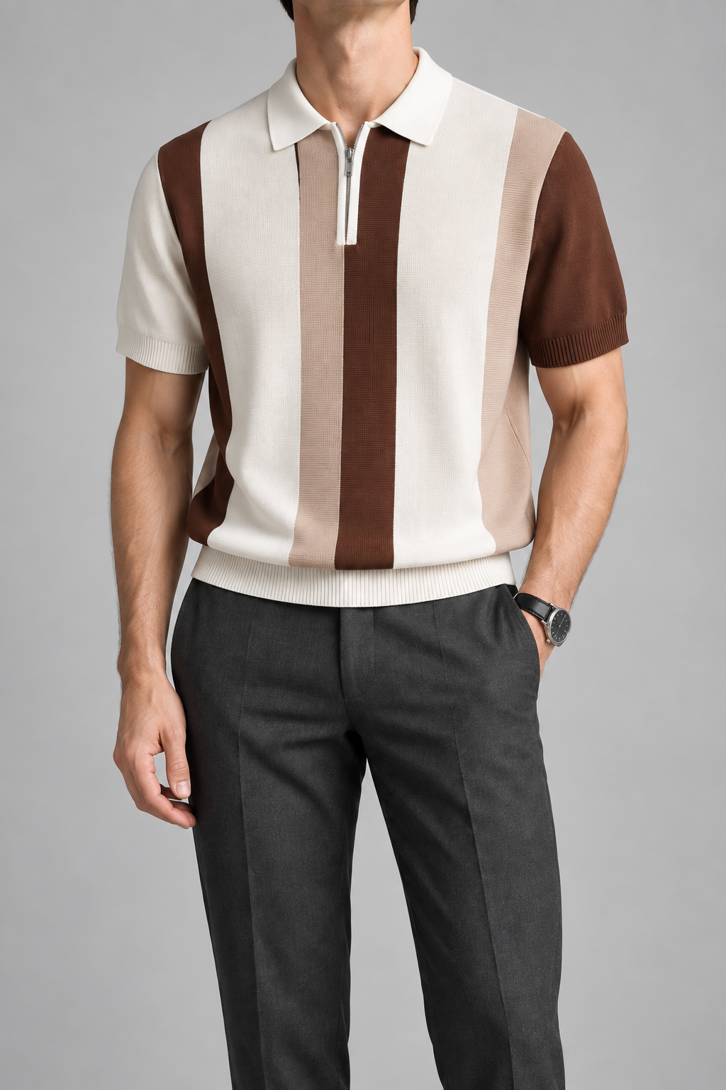 Men's Cooling Cable Knit Polo Shirt