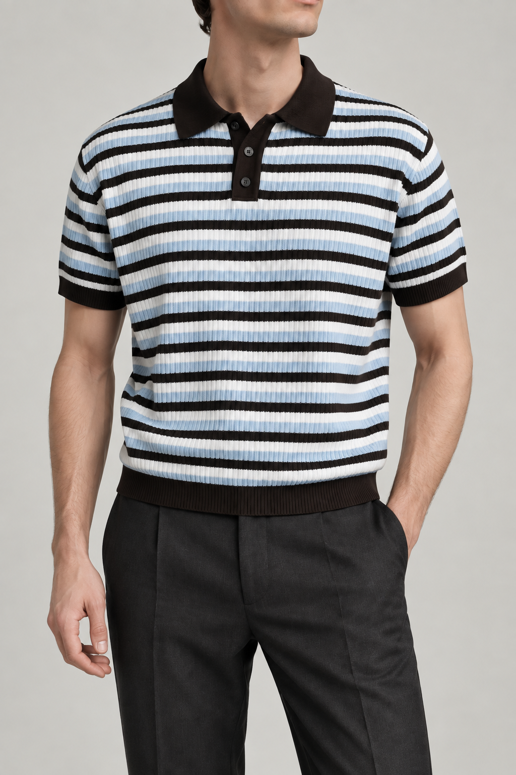 Men's Cooling Contrast Stripe Knit Polo