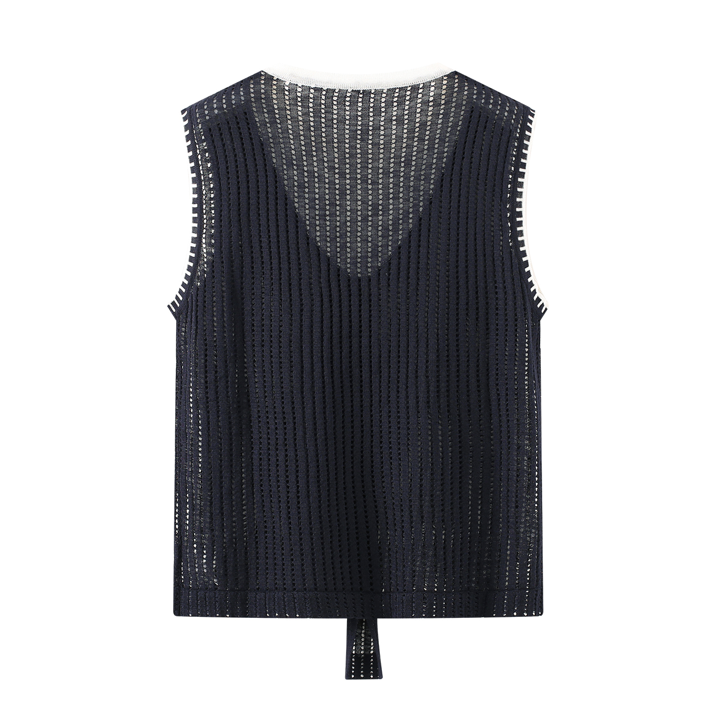 Women's French Colorblock Layered Look Openwork Knit Top