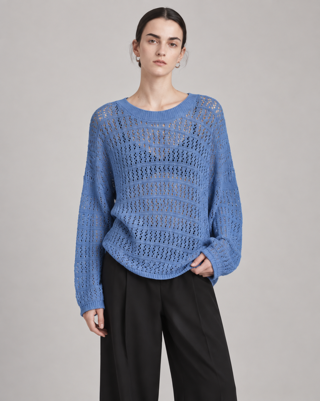 Women’s Klein Blue Openwork Knit Cover-Up