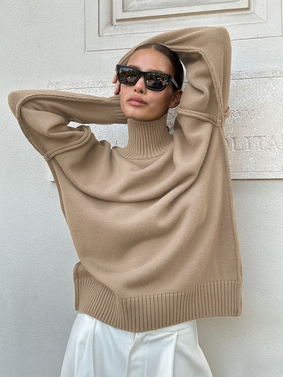Women's Patchwork Turtleneck Knit Sweater