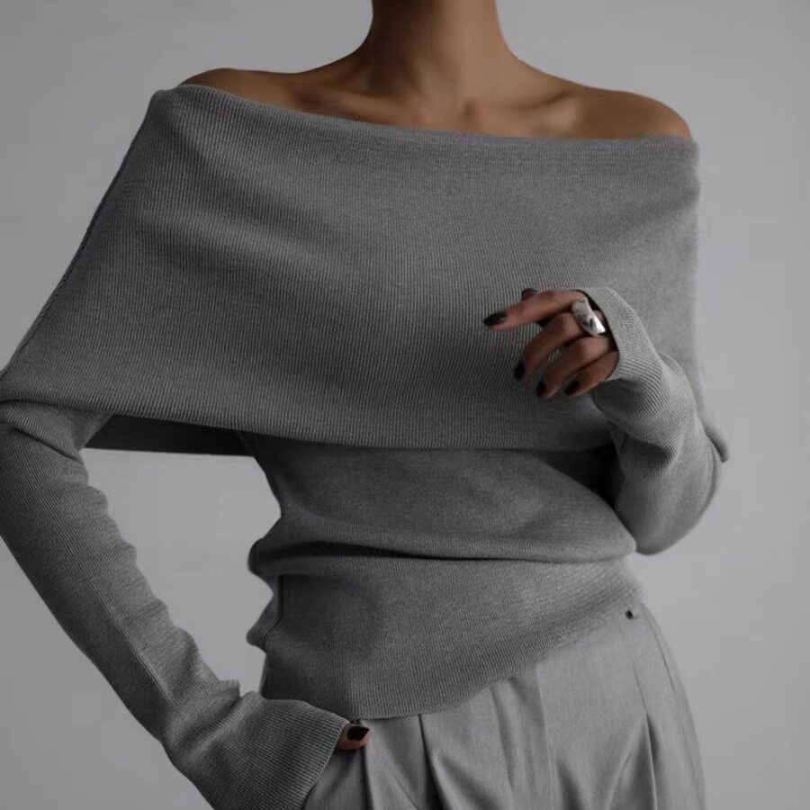 Women's Off Shoulder Slim Fit Knit Sweater