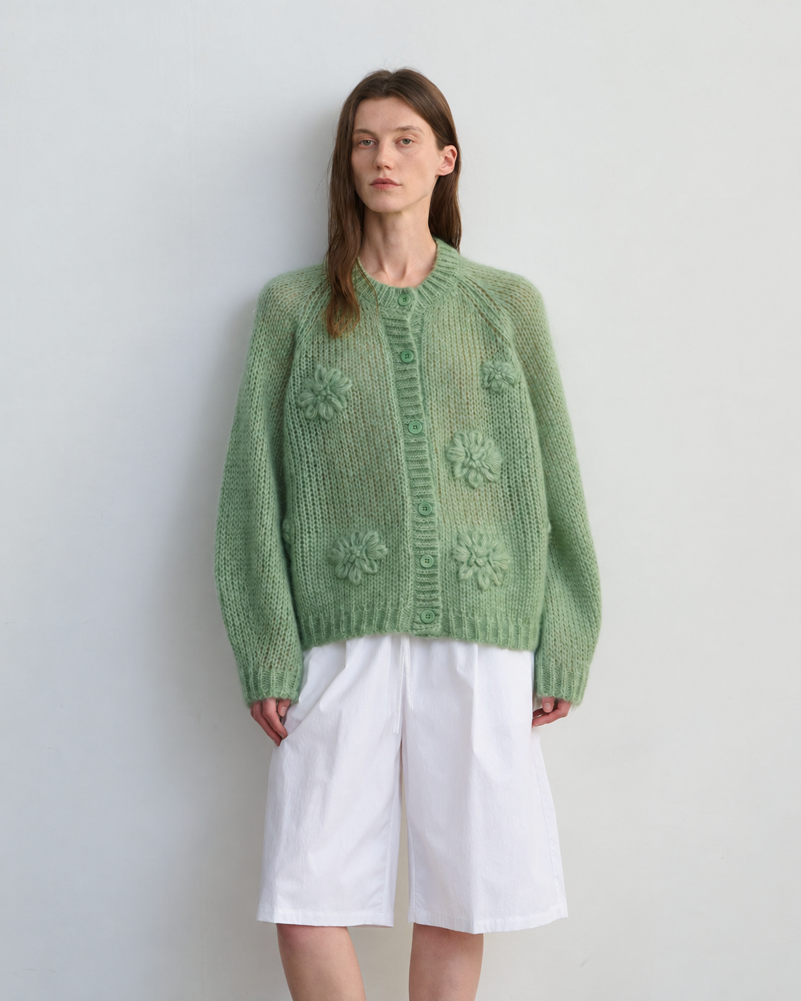 Women's Mohair Hand Embroidered Floral Knit Sweater