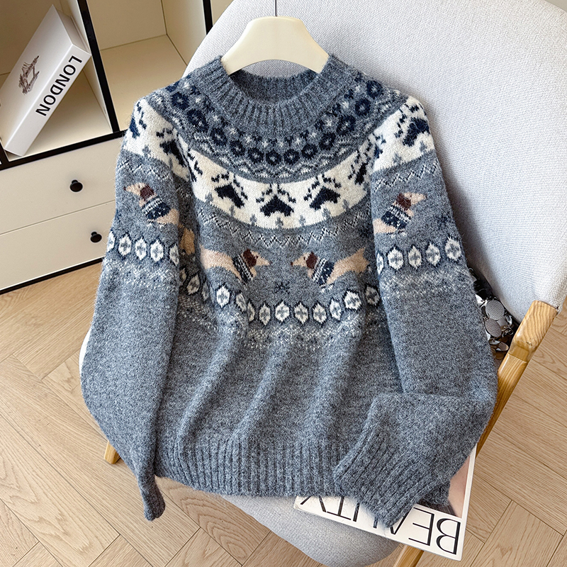 Women's Retro Christmas Holiday Jacquard Knit Sweater