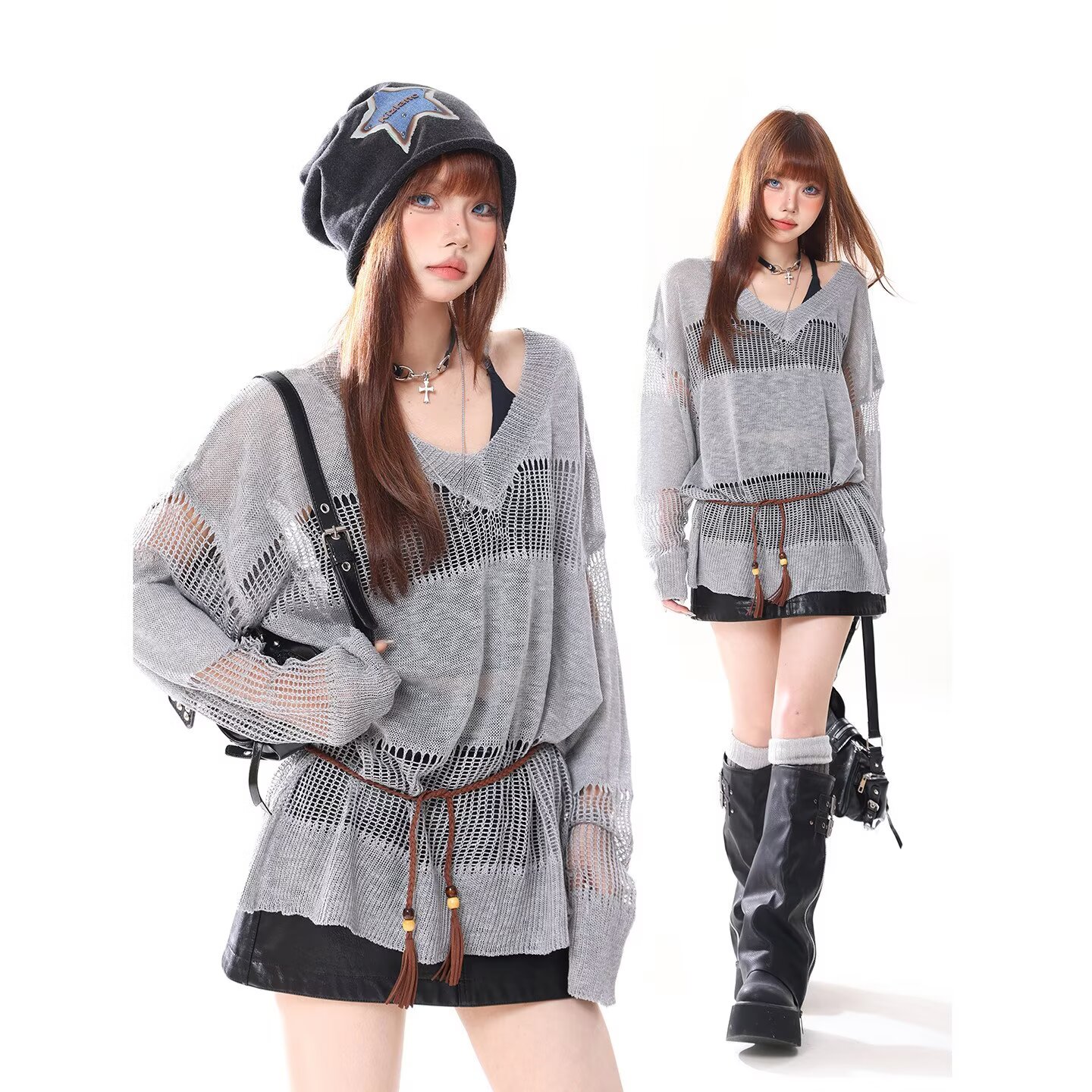 Women's Openwork Mesh Knit Cover Up