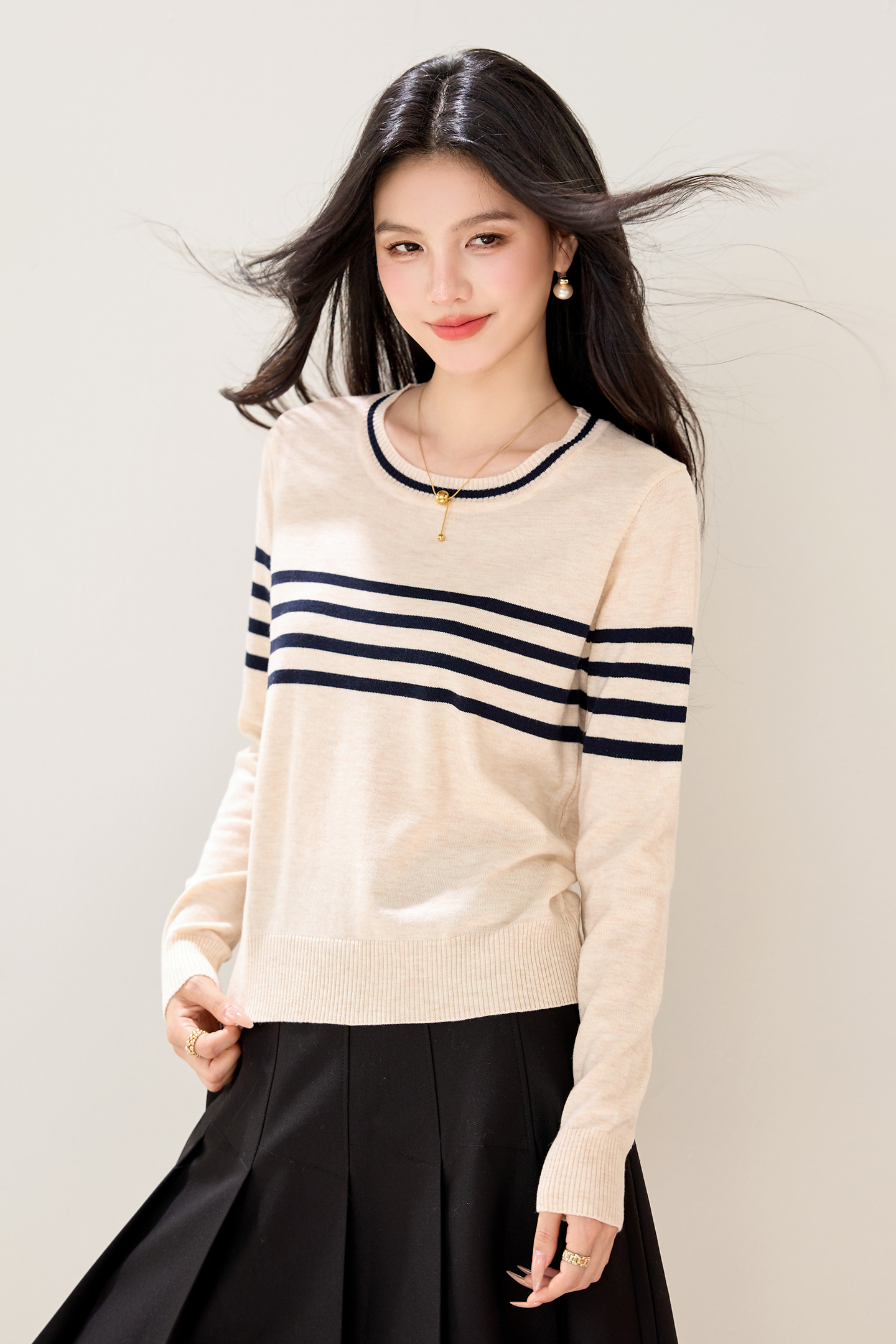 Women's Striped Jacquard Knit Sweater
